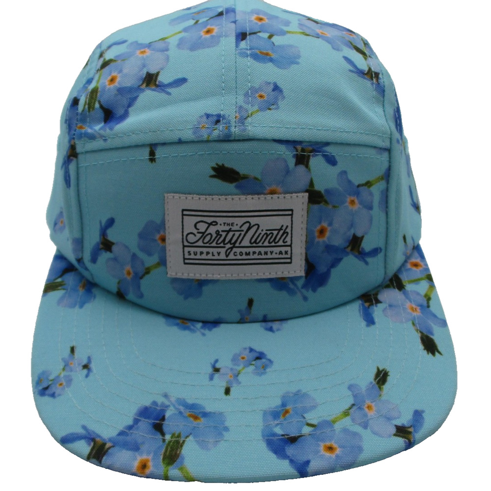The Forty Ninth Hat Cap Strap Back Mens One Size Blue Floral Alaska 5 Panel